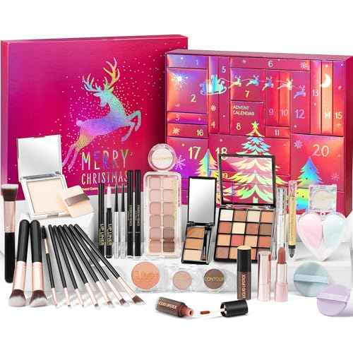 Makeup Beauty Advent Calendar 2025, 24 Days Christmas Countdown Calendar for Adults Women & Teen Girls - Cosmetic Advent Full Face Make Up Calendar Kit Xmas Gift Set for Wife Mom Friend Girlfriends
