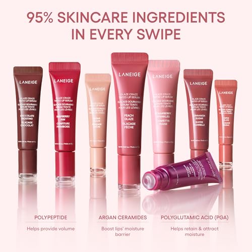 LANEIGE Glaze Craze Tinted Lip Serum: Hydrating Lip Serum for Glossy, Nourished Lips with Plumping Polypeptides