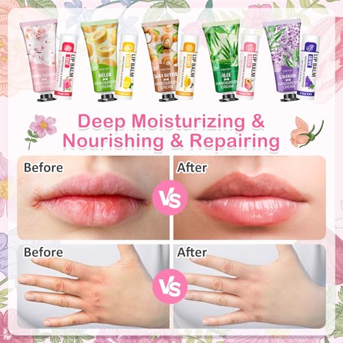 40 Sets Hand Cream Bulk and Lip Balm Bulk Gifts, Stocking Stuffers for Women Teengirls, Christmas Gifts,Bridesmaid Gifts for Guests with Thank You Card Organza Bags,Thank You Gifts, Small Gifts