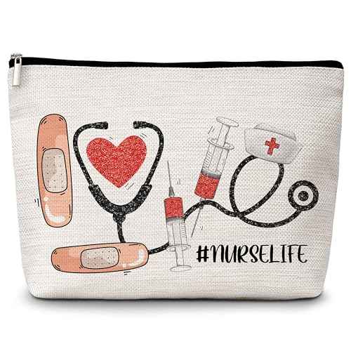 Nurses Makeup Bags, Nurse Life Cosmetic Bag, Makeup Pouch Gifts for Nurses Nursing Students, Nurse Appreciation Gifts for Women, Nurses Week Nursing Student Graduation Gifts -52