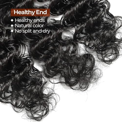 Deep Wave Bundles Human Hair Brazilian Virgin Hair Weave 3 Bundles Deep Curly 12A Grade Unprocessed Human Hair Extensions Natural Black 100g/pc 16 18 20 Inch