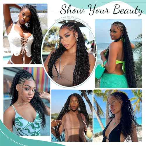 Human Braiding Hair for Boho Braids Human 110g 20 Inch Curly Boho Hair for Braiding Knotless 12A Deep Wave Bulk Bohemian 3 Bundles/Pack Natural Color