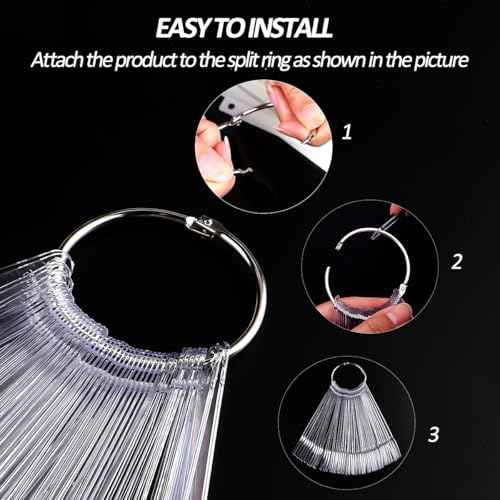 150pcs Nail Swatch Sticks with Ring, Clear Fan-shaped Nail Color Swatches with Palette Spatula Tool for Nail Polish Display Practice Nail Techs Must Haves Nail Supplies