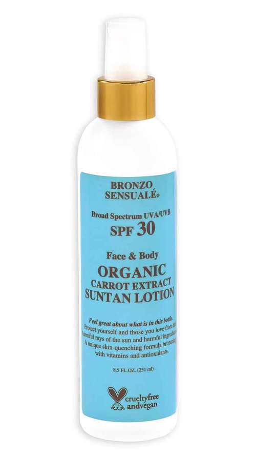 Bronzo Sensuale SPF 30 Sunscreen Deep Golden Tanning Organic Carrot Lotions 8.5 Ounces