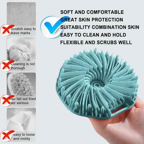 Silicone Body Scrubber Shower Brush Super-Exfoliating Body Brush with Non-Slip Strap, Eco-Friendly Bath Scrubber for Sensitive/All Skin Types, Gentle Massage & Effective Shower Exfoliation