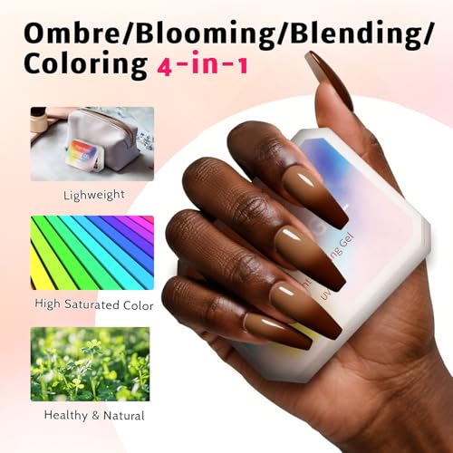 Sponge Pat Paint Nail Gel & Tools Kit, 9 Colors Ombre Nails Gradient Gel Nail Blush Blooming Aura Nails Drawing Stripper Floral Painting Nail Art, No Wipe, UV/LED Curing (9 Colors Set F)