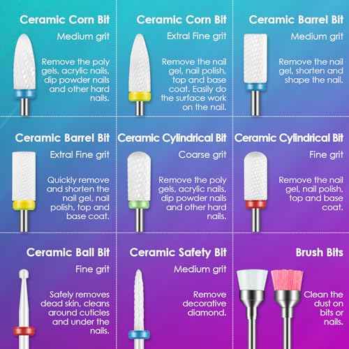 26pcs Nail Drill Bits Set, 3/32inch Professional Ceramic Safety Bits for Nail Drill, Cuticle Efile Nail Drill Bits, Remover Bits for Acrylic Gel Nail Tech Manicure Pedicure, Home Salon