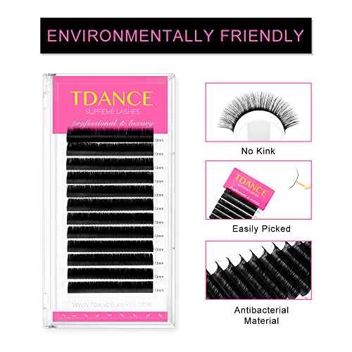 TDANCE Lash Extension Matte Black Eyelash Extension C CC D DD J B L Curl Volume & Classic Lash Extensions 0.03-0.18mm Thickness Professional Salon Use(0.05-D,10-17 mm)