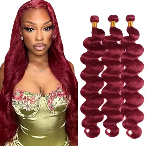 30 32 34 inch Dark Burgundy Bundles 99J Burgundy Body Wave Bundles Brazilian Unprocessed Virgin Hair Red Bundle Human Hair Extensions