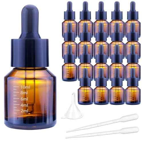 15ml Dropper Bottles with Measurement, Glass Essential Oil Jars Amber, 1/2 oz Bottles with Glass Eye Dropper for Essential Oil,Tincture