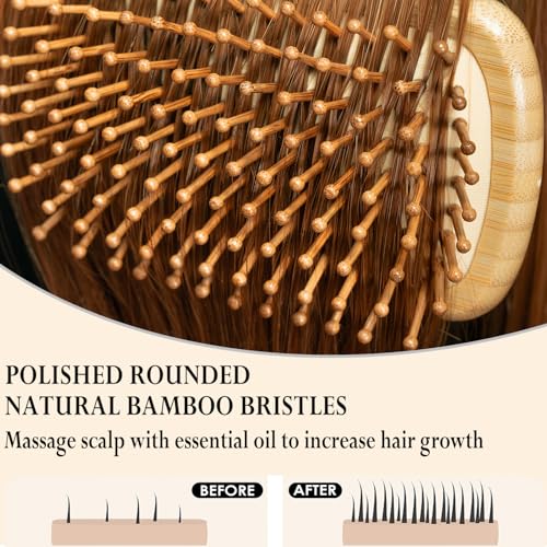 12 Pcs Bamboo Hair Brushes for Women, Bulk Natural Bamboo Bristles Paddle Brush for Scalp Massage, Engraving, Painting, DIY Custom Gifts for Wedding