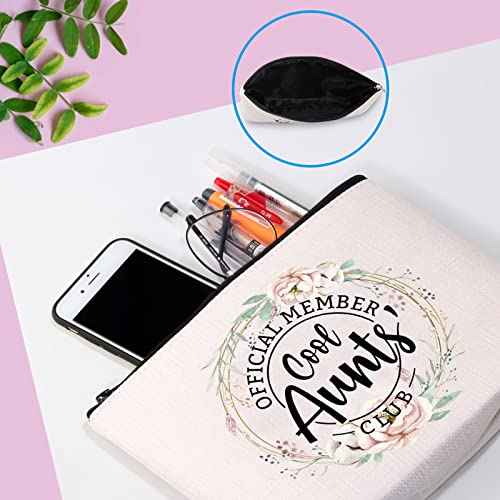 GJTIM Cool Aunts Club Zipper Pouch Aunt Mother Day Gift Auntie Toiletry Travel Bag Gift for Auntie from Niece (Aunts Club Bag)