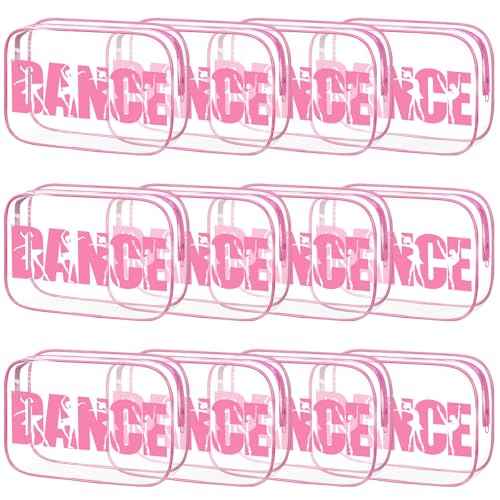 Kacctyen 12 Pcs Dance Makeup Bag Ballerina Lover Appreciation Gifts 7 x 4.7 x 2.4 Inches Cosmetic Bag Dance Snack Bags PVC Case Clear Toiletry Zipper Pouch for Women Ballet Team Ballet Party Xmas Gift
