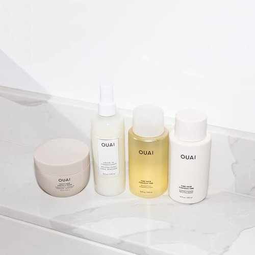 OUAI Anti-Frizz Bundle - Fine Hair Crème, Shampoo & Conditioner Set (3 Count)