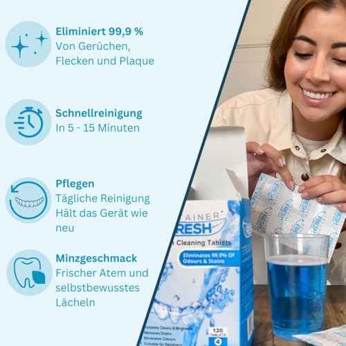 Retainer Cleaner Tablets - 120 Tablets 4 Month Retainer Fresh - Retainer Cleaning Tablets, Mouth Guard Cleaner, Denture Cleaner, Aligner Cleaner, Brite Retainer Tablets