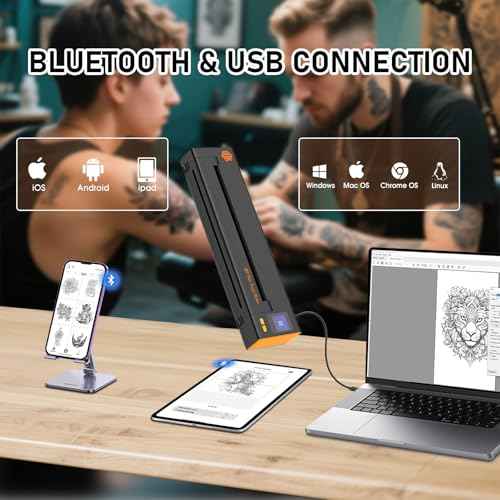 Tattoo Stencil Printer£¬Wireless Thermal Tattoo Printer Bluetooth Tattoo Transfer Printer with 10 Transfer Papers£¬Compatible with Smartphone/ipad&PC£¬Tattoo Supplies for Tattoo Artists&Beginners