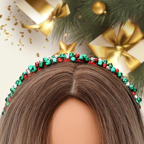 Christmas Headbands Xmas Bell Hairband Holiday Headbands Red Green Silver Christmas Headband for Women Girls