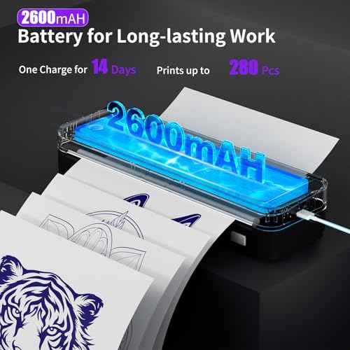 JADENS Tattoo Stencil Printer with 40pcs Transfer Paper, Bluetooth Thermal Tattoo Printer Machine with 2600mAh Battery, Compatible with Android & iOS, PC for Tattoo Artists & Beginners