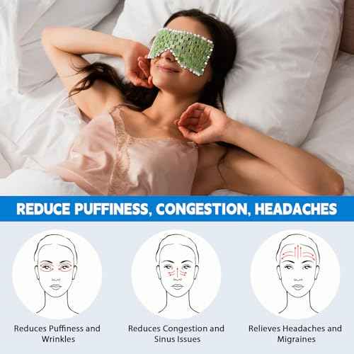 Coume 4 Pcs Jade Eye Mask Reusable Sage Green Facial Cooling Mask for Hot and Cold Anti-Aging Therapy to Reduce Wrinkles Puffiness Migraines Crystal Relief Sleeping Mask for Women Spa Treatment Gift