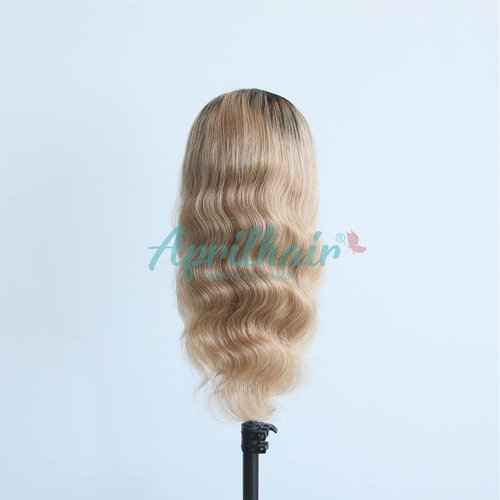 Aprilhair Pre-plucked Ombre #1B/27 Honey Blonde 360 Lace Frontal Wigs Body Wave Glueless 150% Density Brazilian Virgin Human Hair (10 INCH, Body Wave)