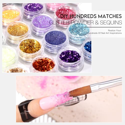 Morovan Professional Acrylic Nail Kit: Beginners Nail Kit Set for Starter Acrylic Nail Set with Drill Powder U V Nail Light Gift Home Salon Christmas Gift