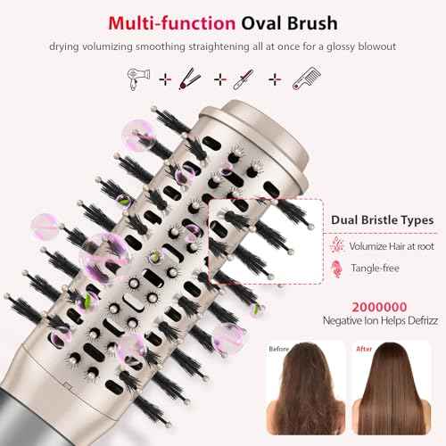 5 in 1 Hair Air Styler - Rotating Hair Dryer Brush 110000 RPM for Fast Drying & Hot-Air Automatic Wrap Curlers for Curling, Frizz-Free Blow Dryer Brush for Straightening Volumizing No Heat Damage