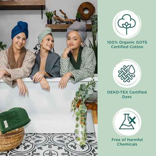 Sand Cloud Cotton Hair Towel Wrap, Sage - Quick Dry Hair Towel for Wet Hair - 100% Turkish Organic Cotton, Half Terry Weave with Binding Edge - 10" x 15" Lightweight, Frizz-Free Hair Drying Towel