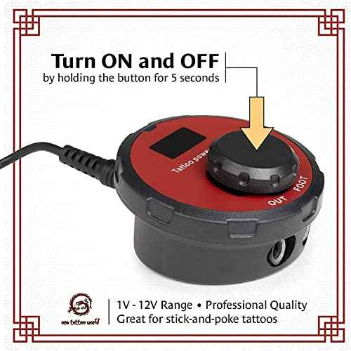 One Tattoo World Rotary Tattoo Pen Kit for Beginners, Complete Tattoo Machine Kit with 20 Tattoo Inks, Power Supply, Cartridge Needles, Grip, Gloves, and Ink Caps (Black) OTW-KPB03