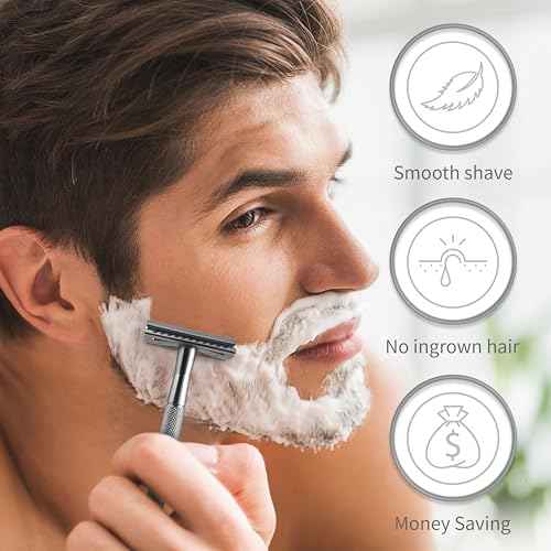 Bambaw Double Edge Safety Razor for Men & Women, Metal Razor with 5 Double Edge Safety Razor Blades, Eco-Friendly Razor ? Silver