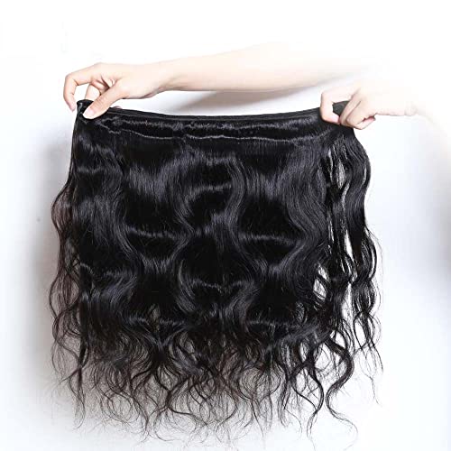 26 28 30 inch Body Wave Human Hair Bundles Body Wave Bundles Real Unprocessed Brazilian Human Hair Extensions for Black Women Natural Color