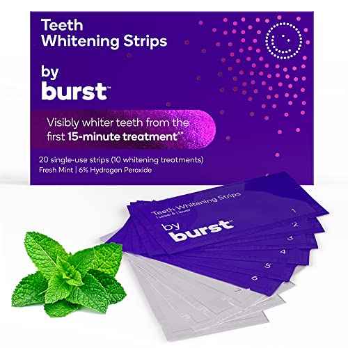 Burst Sensitive Teeth Whitening Strips (Mint) | 20 Strips/10 Treatments ? Each with 1 Upper/1 Lower | Visible Results in 15 Minutes | No-Slip Grip | Enamel-Safe Whitening Kit