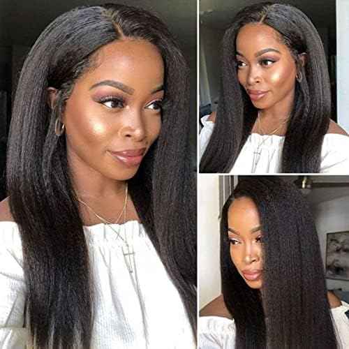 datanala Brazilian Virgin Kinky Straight Human Hair 3 Bundles with 4x4 Lace Closure 12 14 16+10 100% Virgin Yaki Human Hair Bundles With Closure Free Part Natural Black Color
