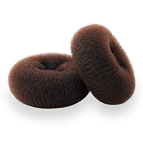 Hair Donut Ring Style Hair Bun Maker, 2PCS Chignon Doughnut Shaper for Short and Thin Hair (3 Inch/Brown)