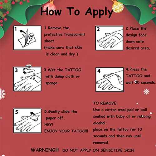 Glitter Christmas Tattoos for Kids Party Supplies - 12 Sheets Christmas Tattoos for Kids Christmas Xmas Party Favors, Stocking Stuffer, Christmas Eve Gift