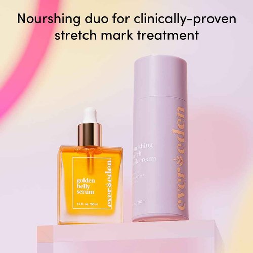 Evereden Mama Must-Have DUO - Golden Belly Stretch Mark Oil & Nourishing Stretch Mark Cream - Dermatologist-Developed Clean & Vegan Maternity Skin Care for Stretch Mark Reduction & Skin Hydration