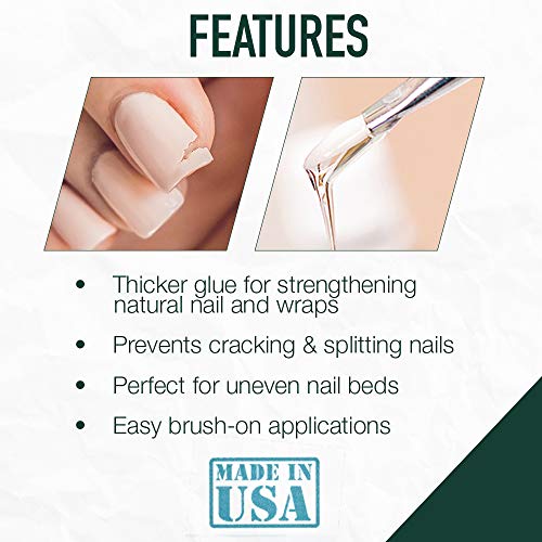 IBD 5 Second Brush On Nail Glue Gel Resin ? Strong Nail Glue for Broken, Cracked & Split Natural Nails, NailBond Repair & Strengthening for Wraps ? 6g, 3 Count