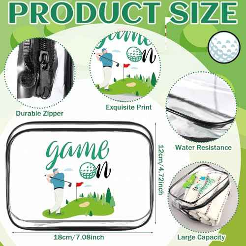 Kacctyen 12 Pcs Golf Pouch for Women 7 x 4. 7 x 2. 4 Inch Christmas Golf Gift Cosmetic Makeup Bags PVC Clear Cheer Case Toiletry Pouch for Women Purse Zipper Bulk Goodie Gifts Accessory Team Party