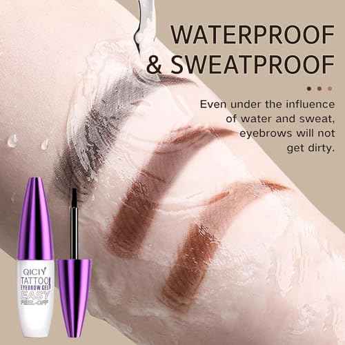 3PCS Easy Peel off Eyebrow Gel, Qiciy Eyebrow Gel Easy Peel Off, Peel Off Eyebrow Waterproof & Sweatproof for All Skin Types (All)