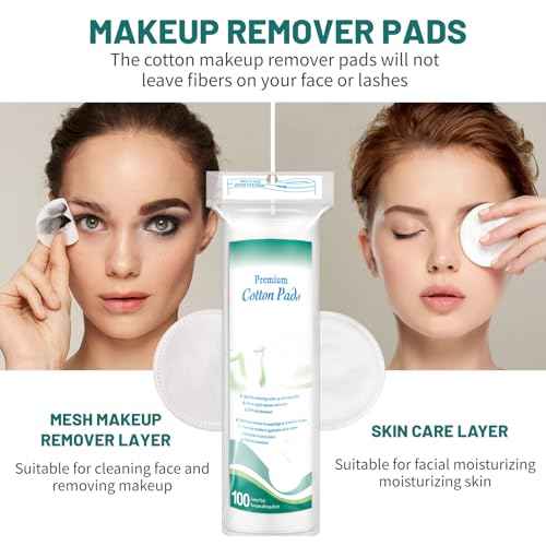 Premium Cotton Rounds for Face, 300 Count Makeup Remover Pads, 100% Pure & Natural Facial Cleansing Round Pads, Soft, Hypoallergenic, Lint-Free, Highly Absorbent