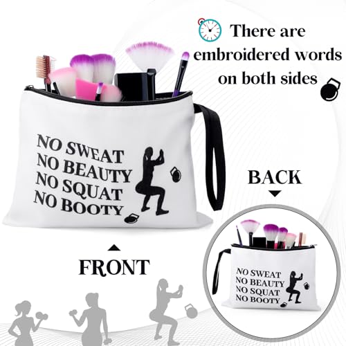 8 Pcs Workout Cosmetic Bags Workout Gifts Funny Sports Lover Gym Gifts Gym Fitness Makeup Bags for Women Body Builder Zipper Pouch for Fitness Bodybuilding Lovers