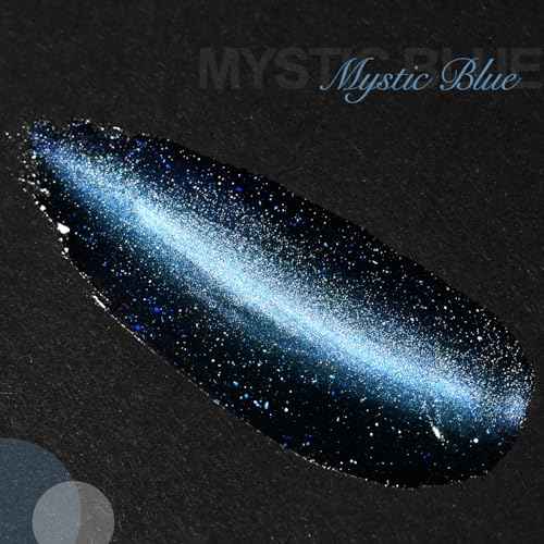 GAOY 16ml Deep Blue Cat Eye Gel Nail Polish, Glitter Holographic Nail Polish with Magnet, Reflective Translucent UV Gel, 2929 Mystic Blue