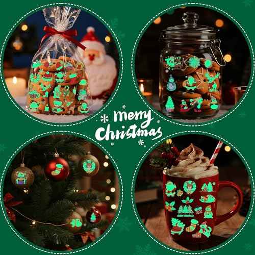 140+PCS Glow Christmas Temporary Tattoos for Kids Stocking Stuffers, Christmas Party Favors for Luminous Bulk Christmas Gifts, Christmas Accessories Kids Party Games Goodie Bag Stuffers
