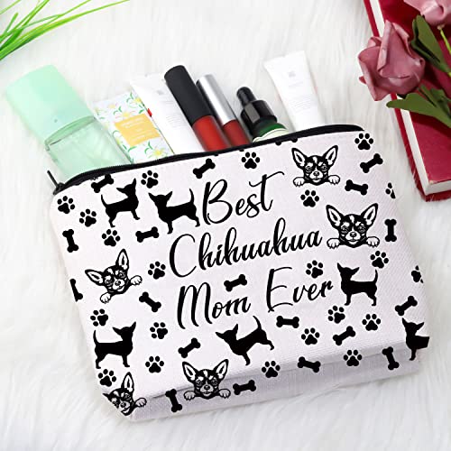 GJTIM Chihuahua Mom Gift Chihuahua Owner Gift Best Chihuahua Mom Ever Chihuahua Gift Makeup Bag Animal Dog Lover Gift (Chihuahua Mom Bag)