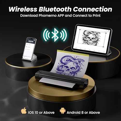 Phomemo Tattoo Stencil Printer for Beginners & Professional, Tattoo Printer Machine with 10 Pcs Transfer Paper, Wireless Tattoo Machine Kit for Temporary Tattoo