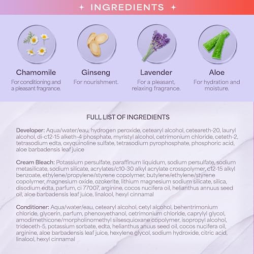 Bleach Kit by Hally Hair, Totally Clean Bleach - Hair Lightener Kit Includes Toning Cream Bleach & Developer & Conditioner - Gentle Nourishing Hair Bleaching Lifts Up to 8 Levels, Vegan & Cruelty Free