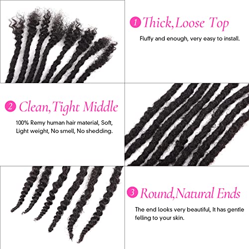 Orientfashion Textured Locs Extensions Human Hair,Natural Black 8-16inch 0.4cm 0.6cm And 0.8cm Human Hair Curly Ends Can Be Dyed Bleached Curled and Twisted(14 Inch 20strands, 0.4cm Natural black)