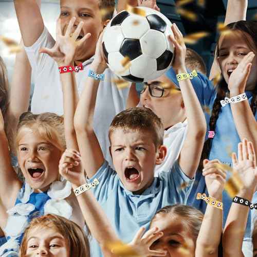 30PCS Colorful Soccer Hair Ties, Elastic Ponytail Holder for Soccer Volleyball Football Lover, Elastic Bands No Crease Hair Tie Ribbon Volleyball Hair Accessories for Girls Soccer Players