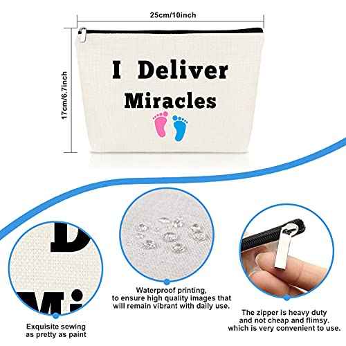 Mikela Midwife Gift Makeup Bag for Women Nurse Appreciation Doula OBGYN Doctor Cosmetic Thanksgiving Day Christmas Graduation Maternity Obstetrician Gynecologist Pouch