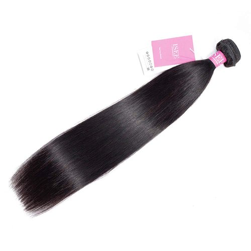 ISEE Hair 8A Peruvian Remy Hair Silky Straight Hair Weave 100% Unprocessed Peruvian Straight Hair One Bundle Natural Color 24inches