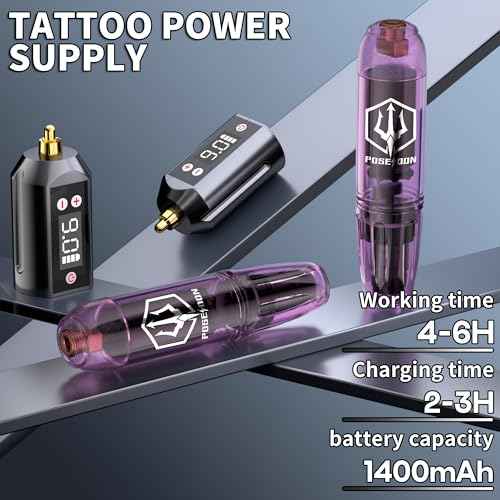 POSEIDON Tattoo Kit Tattoo Gun Kit, Tattoo Pen Kit with 2PCS 1400mAh Power Supply and 11 Tattoo Inks, Tattoo Machine Kit with 20pcs Tattoo Needles for Beginers
